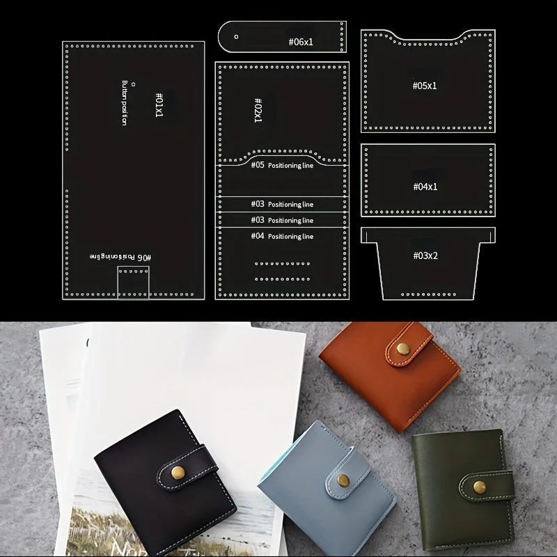 6pcs Acrylic Mold Wallet Making Templates Business Card Bag Leather Pattern Mold DIY Wallet Stencil Handmade Leather Tool