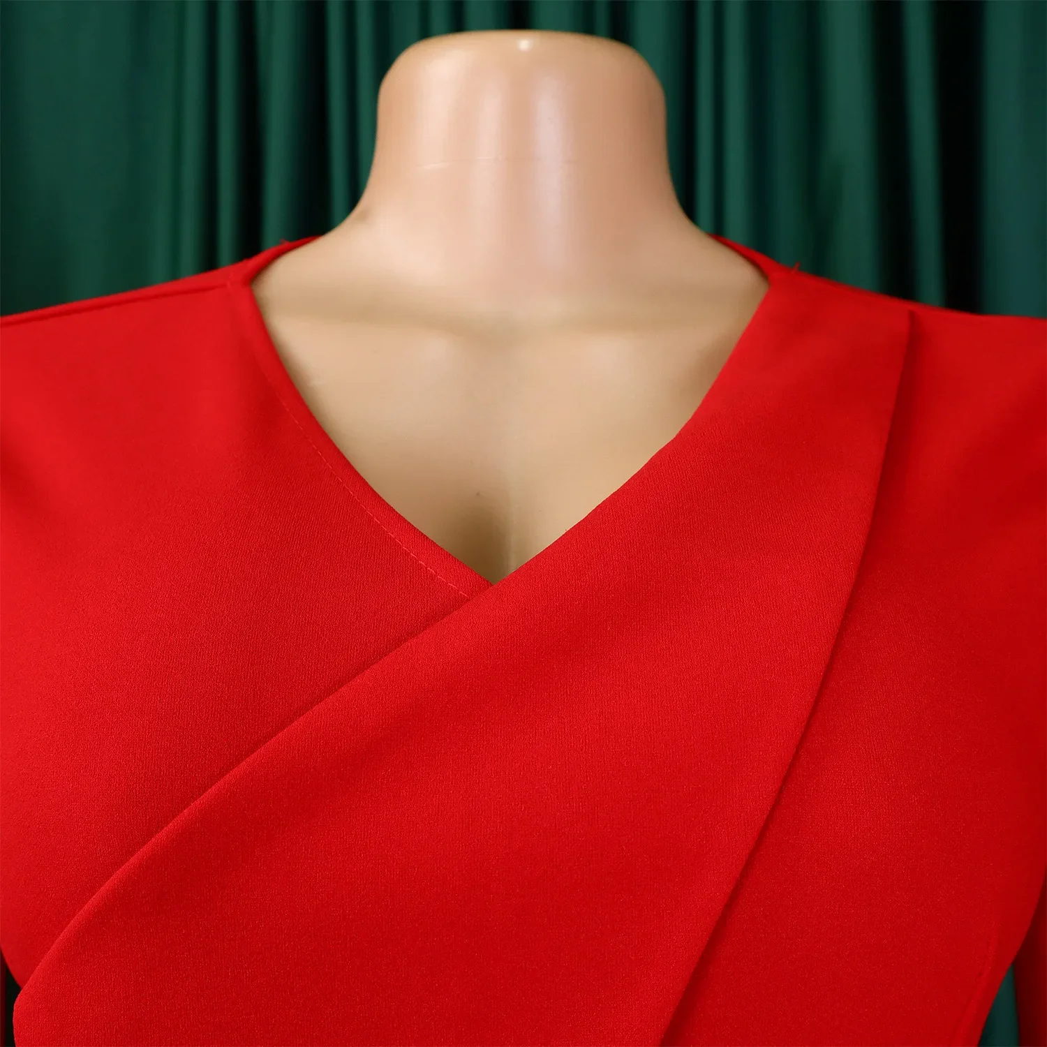 Customized Elegant Dress Women for Wedding Party 2025 Summer African Short Sleeve V-neck Polyester Midi Pleat Dress Dashiki Afri