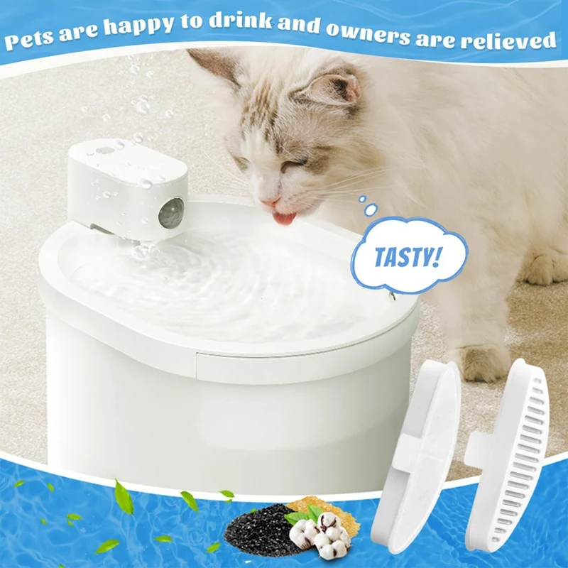 Filtros de fuente de agua para gatos, accesorios de filtro para Uahpet, 6 piezas, 67Oz/2L
