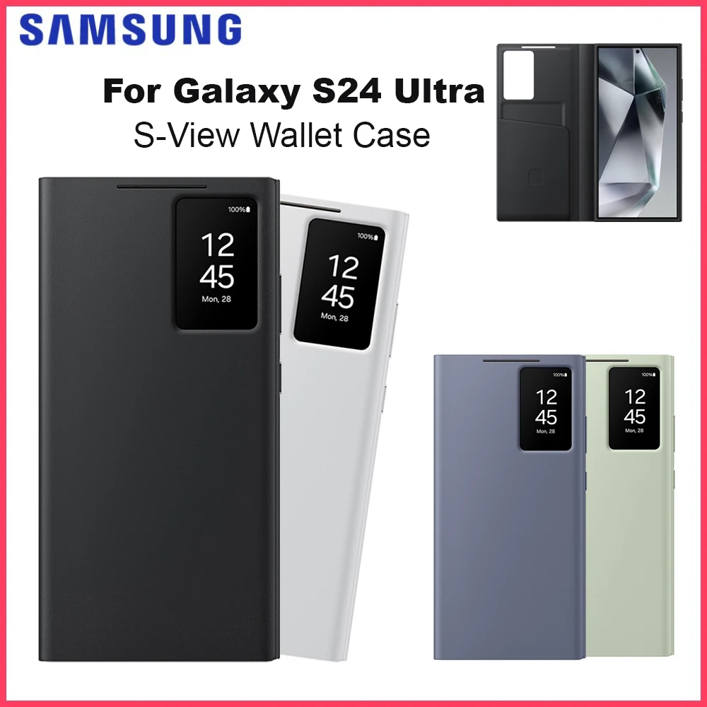 Funda tipo billetera Original Samsung Galaxy S24 Ultra S-View para S24Ultra Smart View, funda protectora para ventana de visualización EF-ZS928