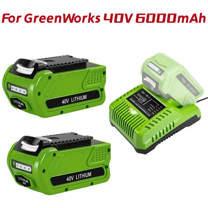 6.0Ah 40V 29472 Lithium Battery Replacement for GreenWorks G-MAX Li-ion 29462 2901319 Power Tools 24282 24252 21332