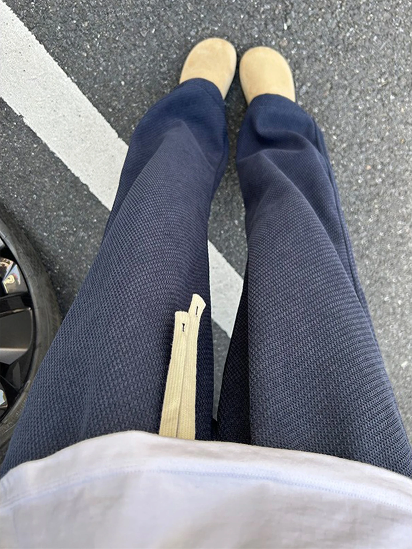 

Мужские зимние утепленные повседневные брюки-джоггеры в американском ретро-стиле, синие, прямого кроя, свободного покроя, с эффектом драпировки