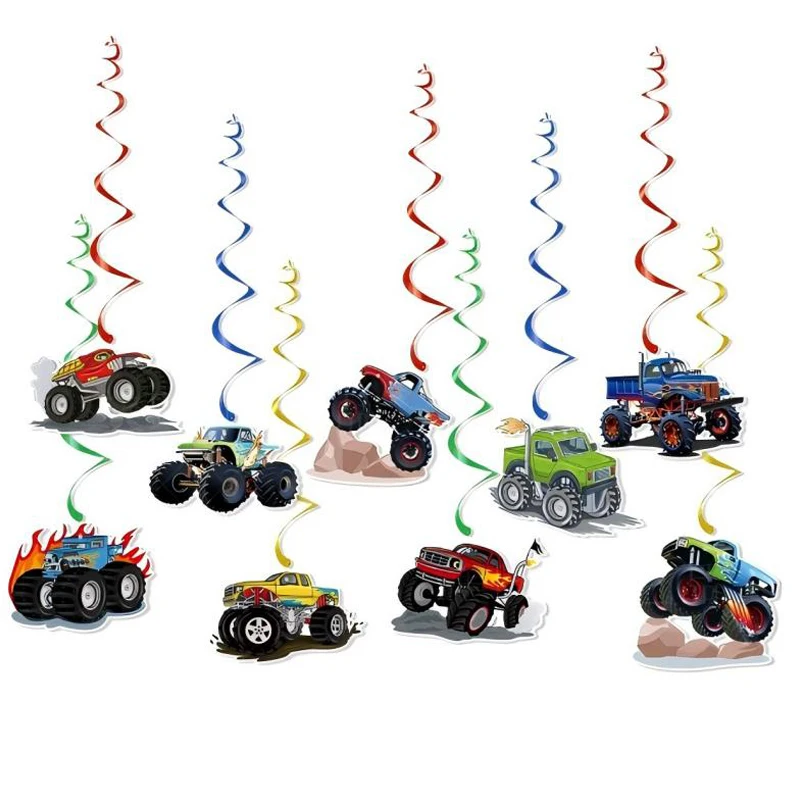 Monster Truck Geburtstagsdekorationen Geschirr Teller Tasse Geschenk Monster Truck Geburtstag Partyzubehör Ballon Hintergrund Party Setup – Detail 17