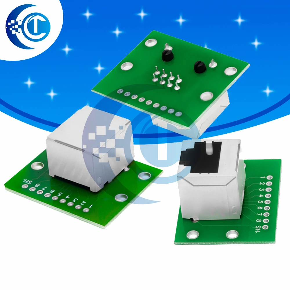 1PC RJ45 8P Network Port Test Module, Vertical to Horizontal Adapter Board for Network Cable Connection Circuits