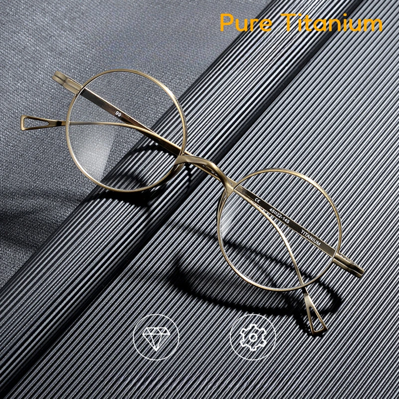 Japanese Pure Titanium Eyeglasses Frame Retro Small-Frame Round Eyeglasses Frame Height Number Prescription Myopia Glasses Frame