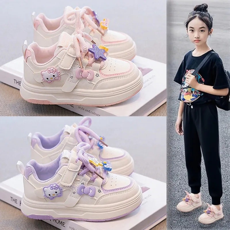 

Girls Shoes Autumn 2026 New Children's Leather Cartoon Sneakers Girl Princess Soft Sole White Board Shoes Explosion