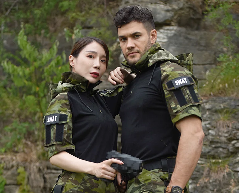 Outdoor dragon armor training camouflage frog suit short-sleeved set T-shirt wear-resistant and breathable