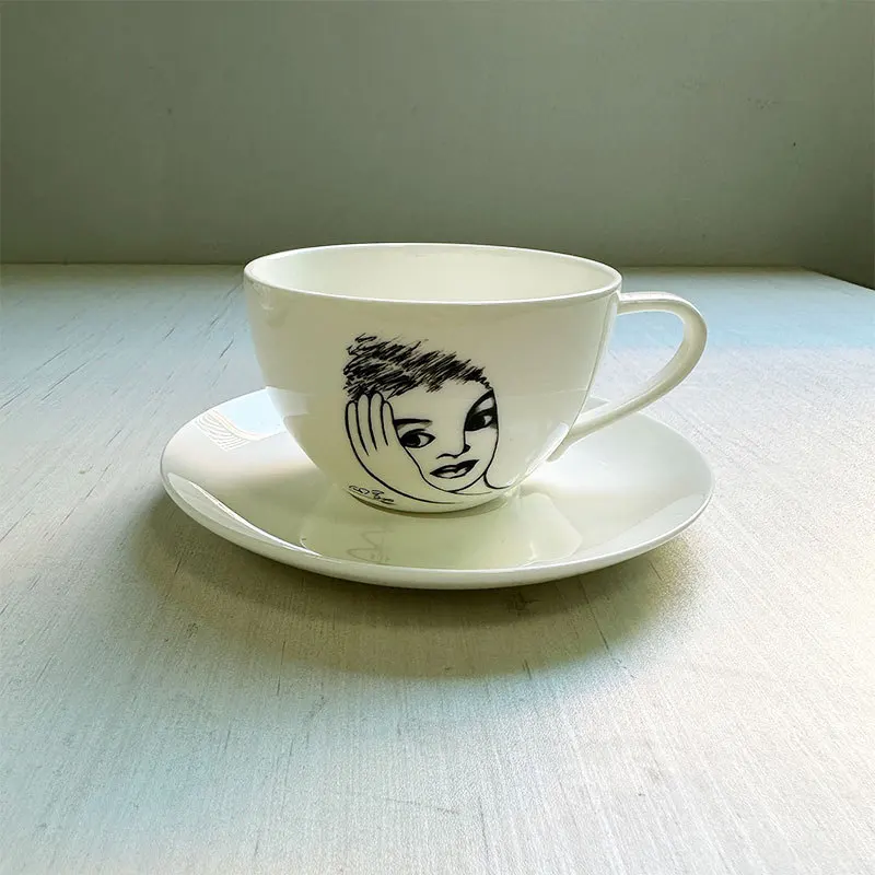 Ceramic Cup Hand Drawn Character Image Home Office Coffee Water Tea Cup Artistic Creativity Fun Party Favorite Mug