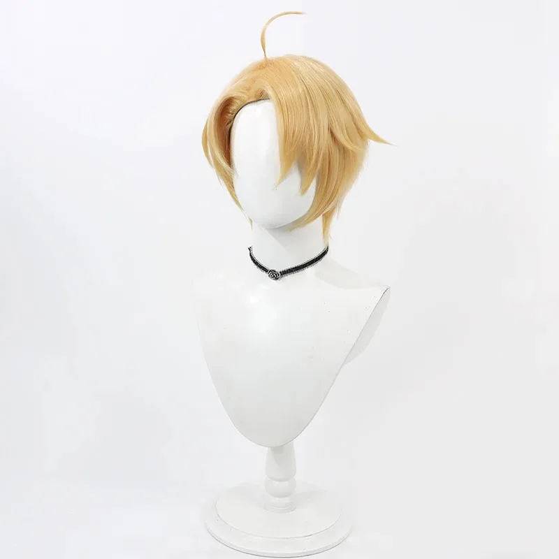 أنيمي APH محور القوى Hetalia ألفريد F جونز شعر مستعار تأثيري قصير شقراء مقاومة للحرارة الشعر الاصطناعية هالوين دور الحفلات