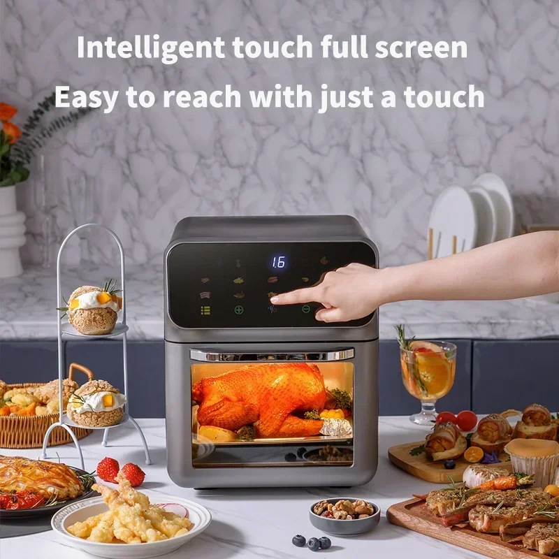 Smart Electric Air Fryer Large Capacity Convection Oven Deep Fryer Without Oil Kitchen 360°Baking Viewable Window Home Appliance