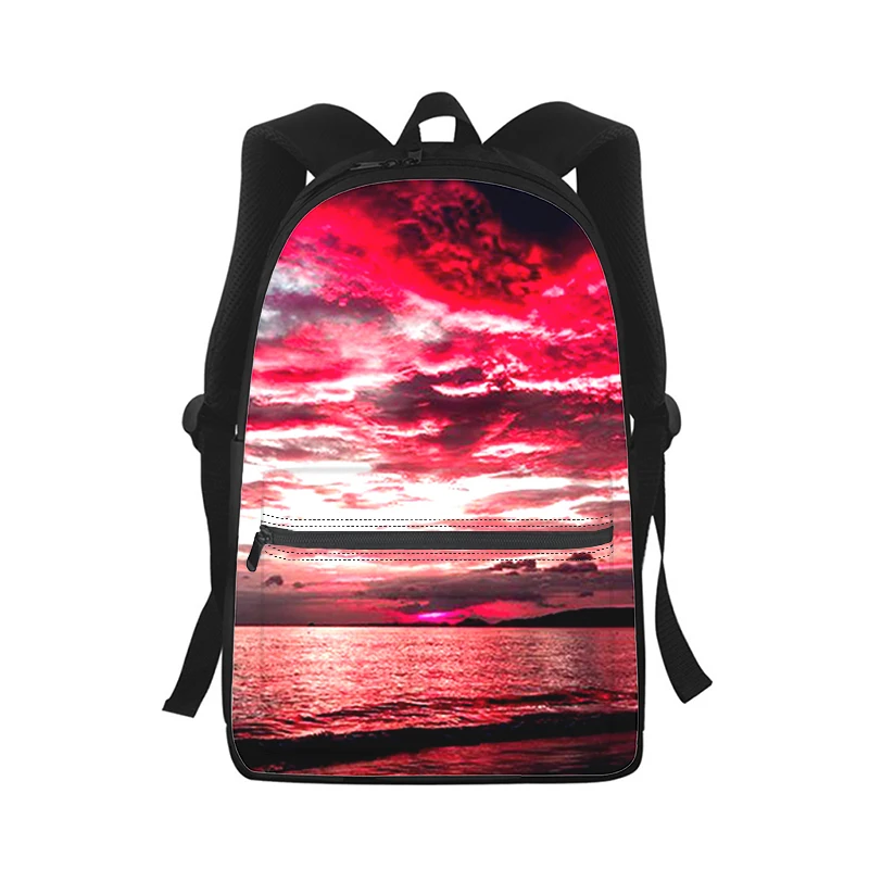 Mochila con estampado 3D de paisaje marino para hombre y mujer, bolso escolar de moda para estudiantes, mochila para ordenador portátil, bolso de hombro de viaje para niños