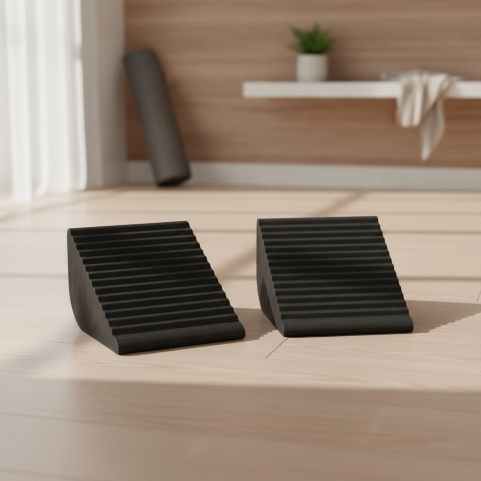 EVA Foam Wedge Blocks Ribbed Calf Raise Blocks Squat Wedges Non-Slip Textured for Athletes, Squats, Stretching