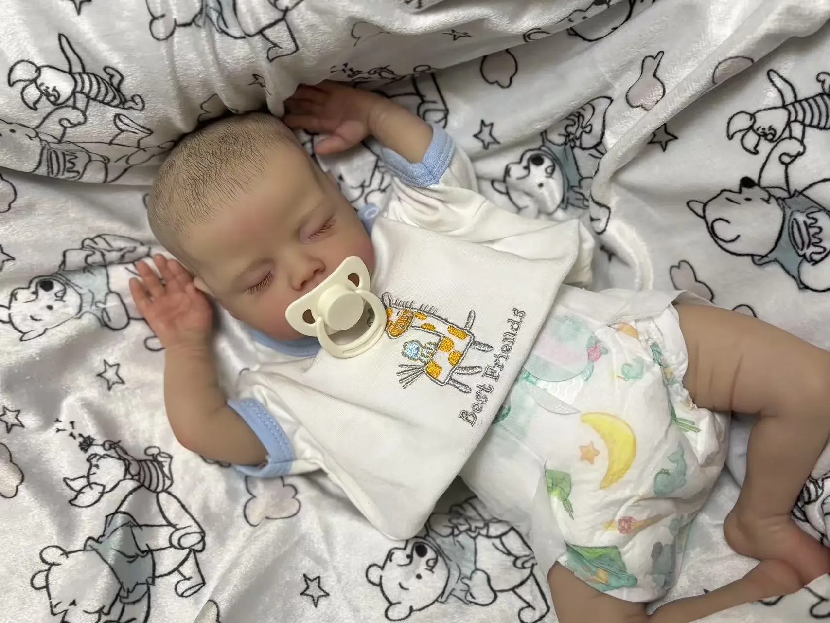 St.Store Fornecimento limitado personalizado 19 polegadas Reborn Baby Deliah com cabelo pintado boneca já finalizada com vestido fofo