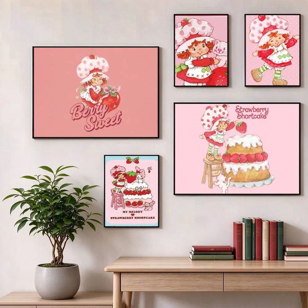 Strawberry Shortcake  Poster Waterproof Wall Art Sticker For Bar Living Room Vintage Decor High Quality Print Gift