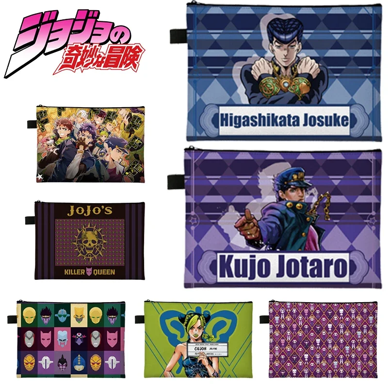 25x34cm JOJO Bizarre Adventure Stationery Storage File Folder Cloth Document Bag Anime Print Pattern Jotaro Jolyne Josuke Giorno