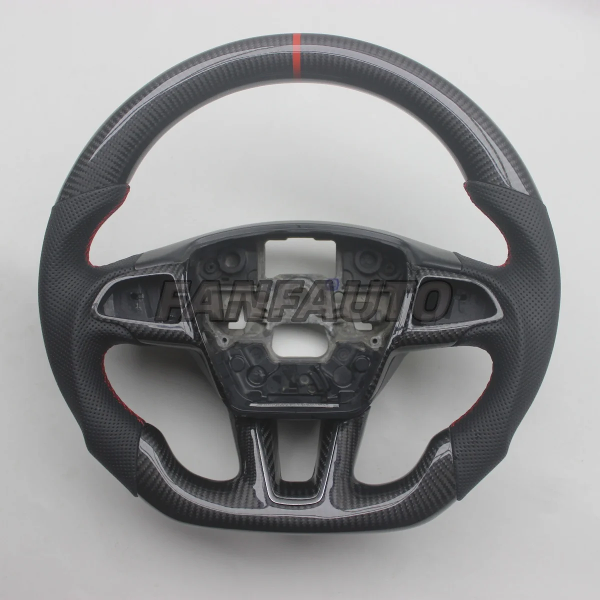 Custom D Shape Replacement Real Carbon Fiber Steering Wheel with Leather for Ford Focus 2015-2018