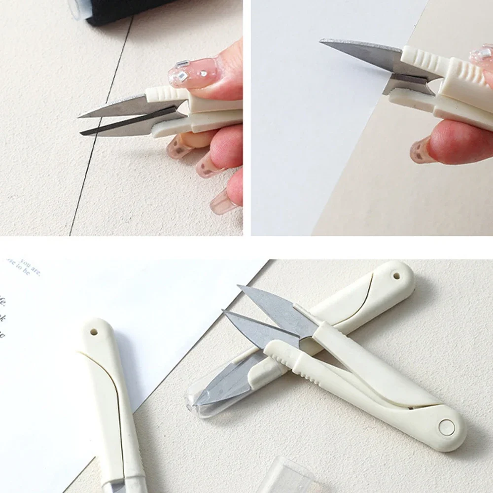 3/2/1PCS Edelstahl Frühling Kleine Schere mit Abdeckung Tragbare Faden Schneiden Kopf Nähen Schere – Detail 7