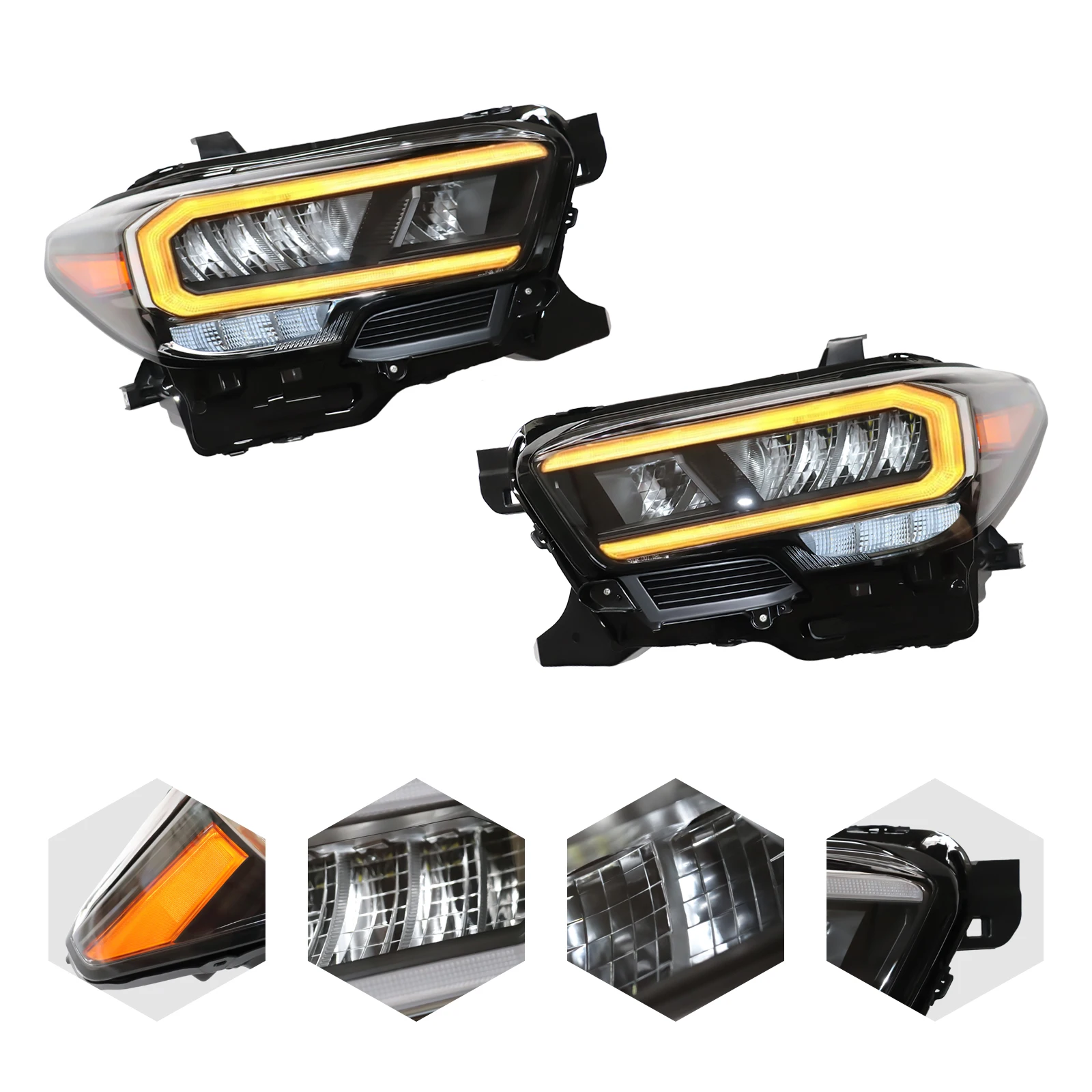 Faros LED completos para Toyota Tacoma, señal secuencial DRL, 2016-2023