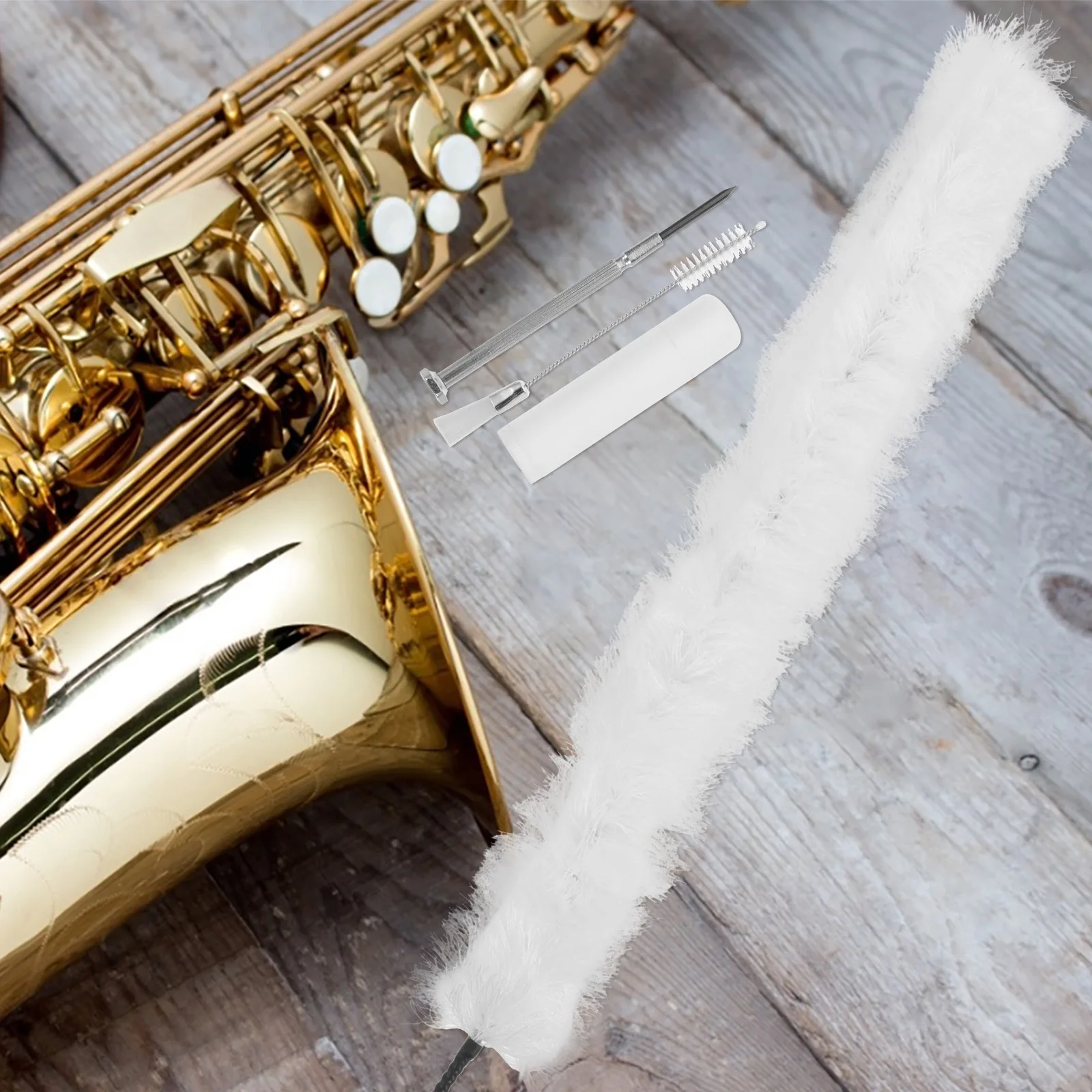 

1 set 1 Set Saxophone Cleaning Cloth Brush Flute Kit Reusable Stain Removal Tool Clarinet Mouthpiece Maintenance Swab Brush