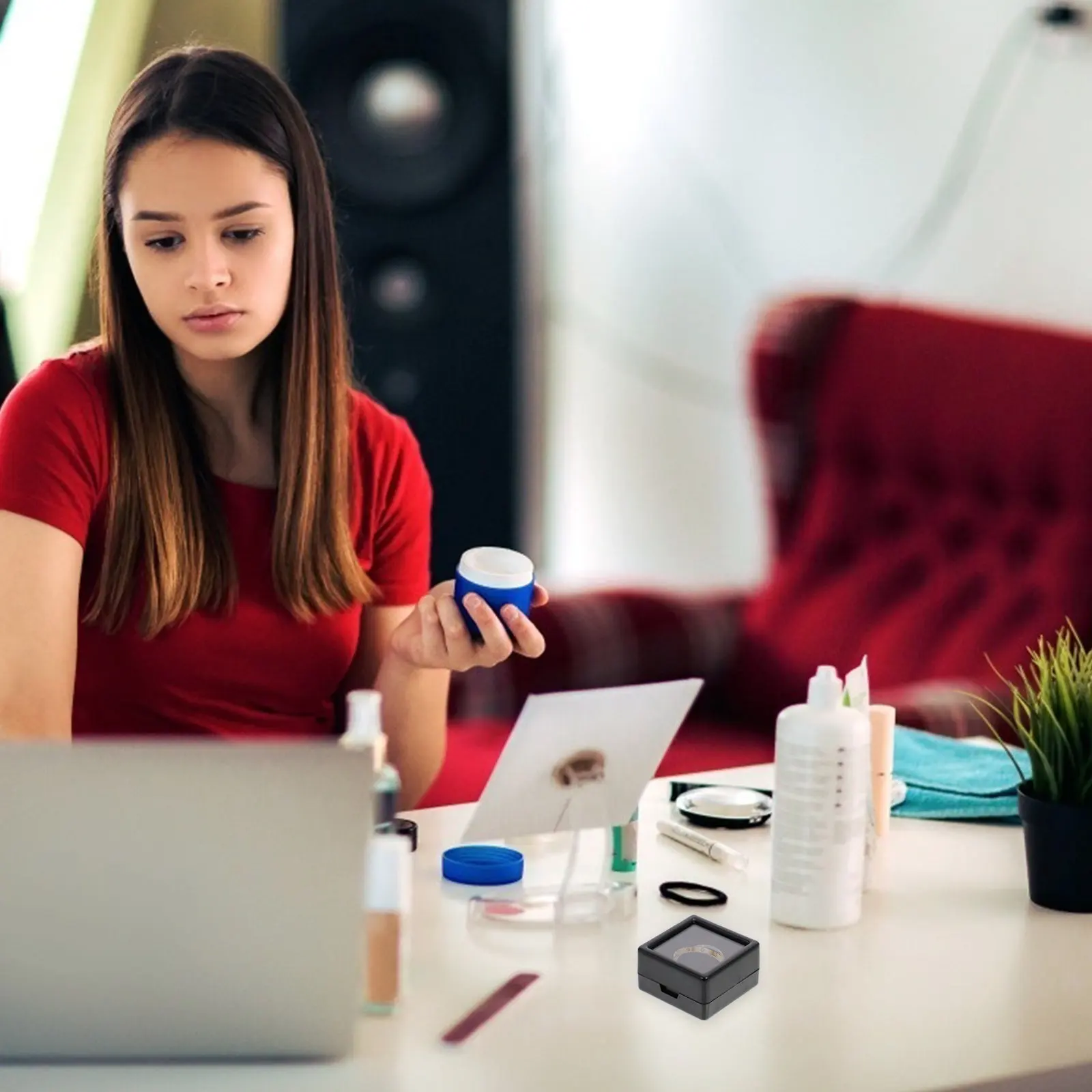 

24Pcs Display Box Clear Lid Cushion Jewelry Organizer Mini Stone Storage Case Secure Gift for Birthday