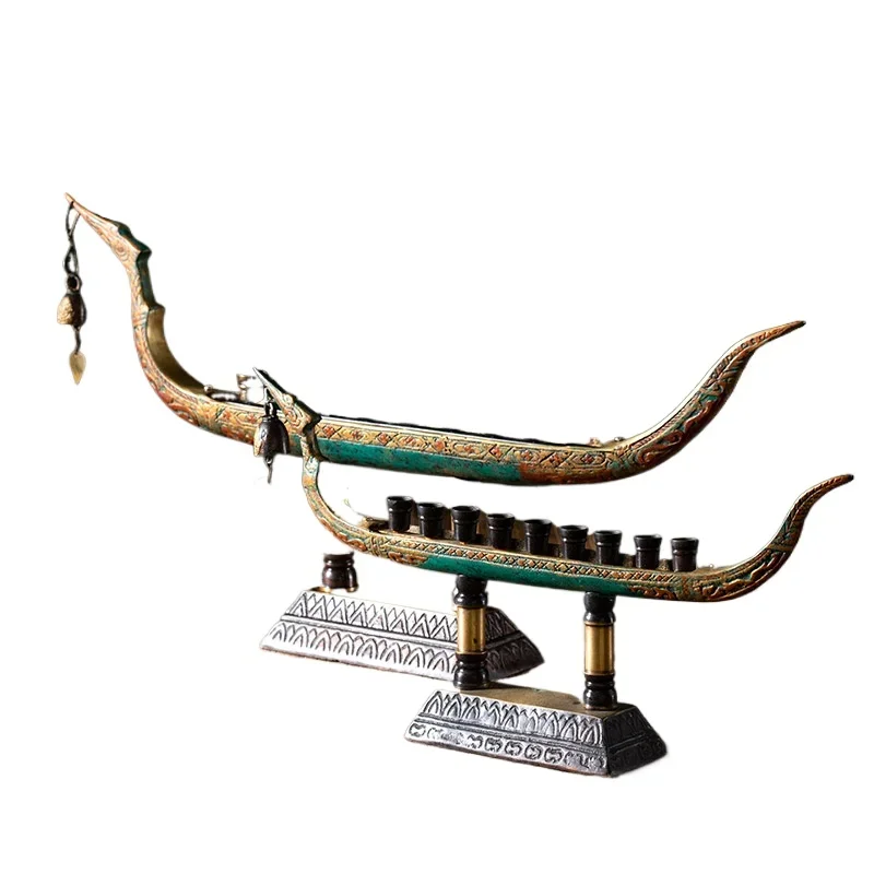 

Original copper Candlestick table top decoration Southeast Asia living room table top interior creative Dragon Boat