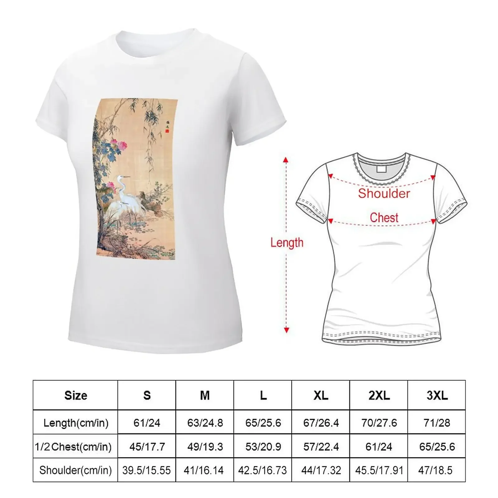 Egrets, Peonies, and Willows (Restored Japanese Artwork) T-shirt Blouse korean fashion Women's summer blouses 2024