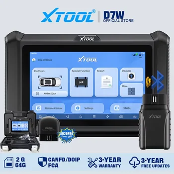 XTOOL D7W D7 BT Bluetooth Diagnostic Tool All System Car Automotive Scanner ECU Coding Bidirectional 36 Resets CANFD DOIP FCA