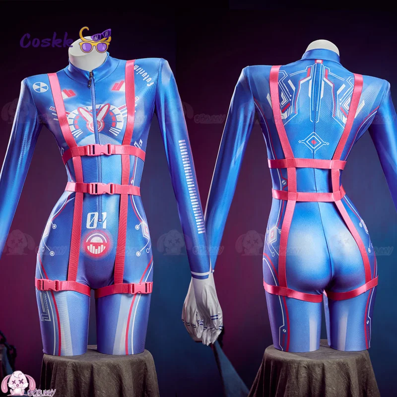 

Game Overwatch DVA Punk Jumpsuit Cosplay Costume Uniform Halloween Carnival Party Clothes for Women Girls Role Play