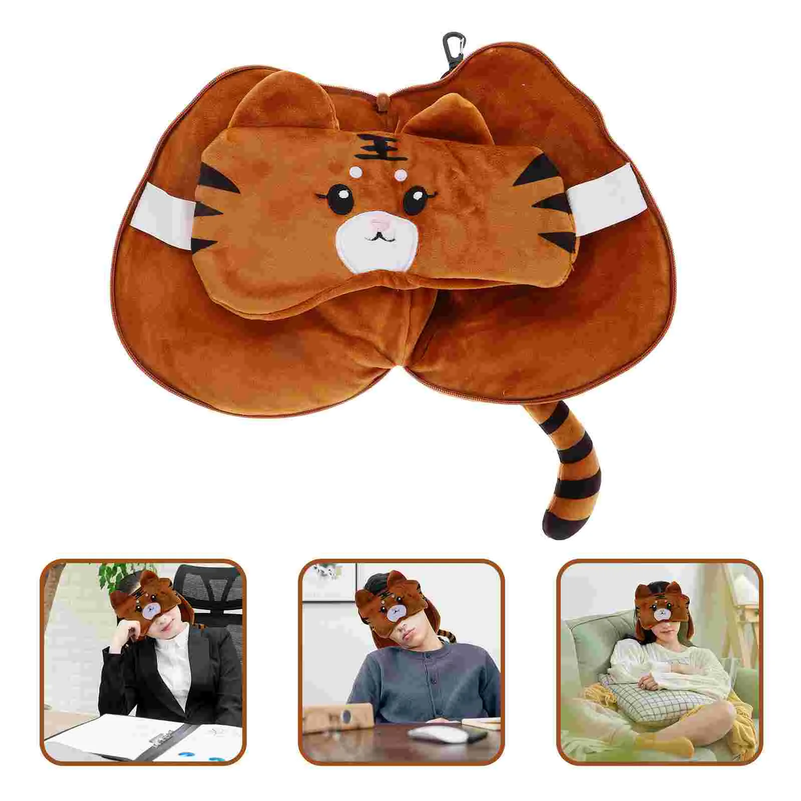 Travel Neck Pillow Eye Mask for 2-in-1 Blindfold Animal with Essential Cartoon Office