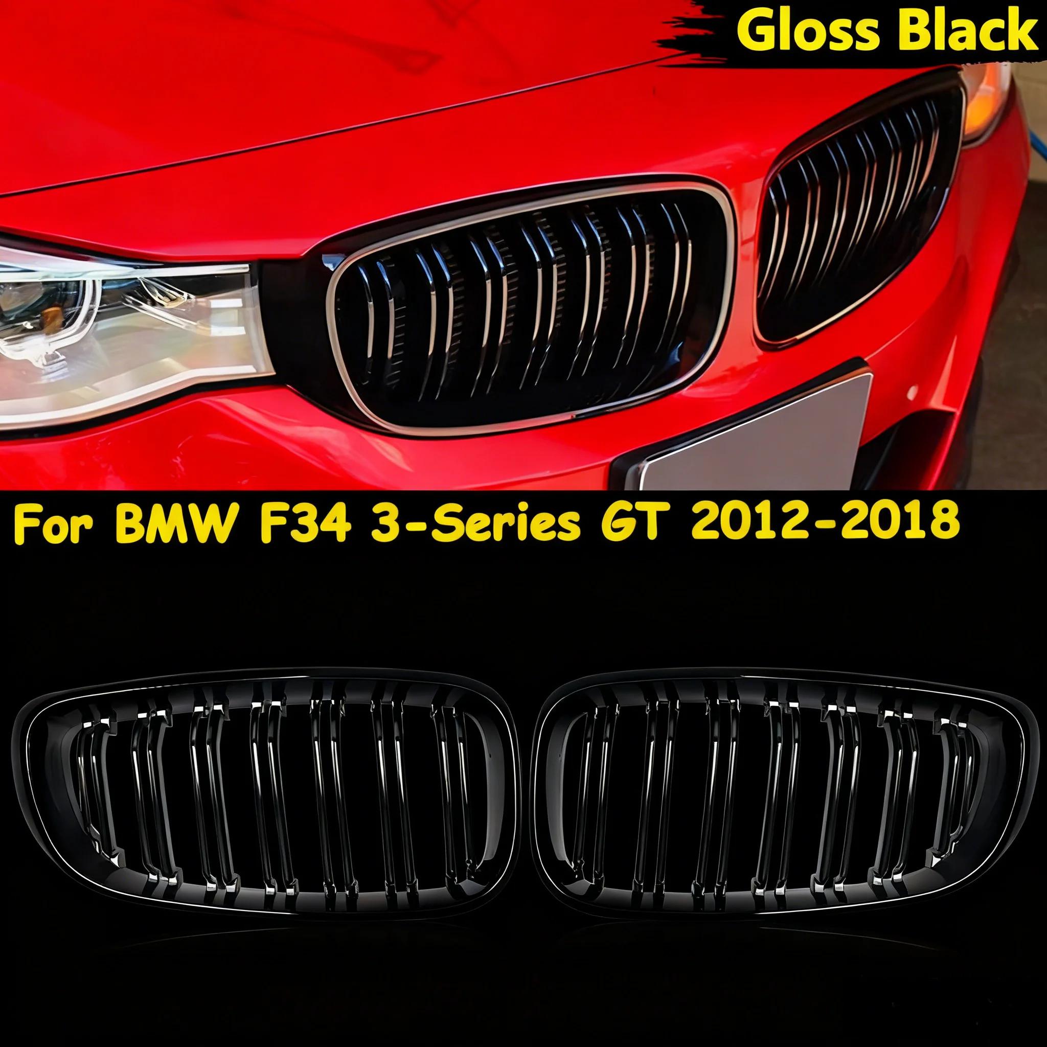 

Передний бампер, решетка радиатора для BMW F34 328i 330i 340i 335i 3-Series GT 2012 2013 2014 2015 2016 2017 2018 глянцевая черная пара