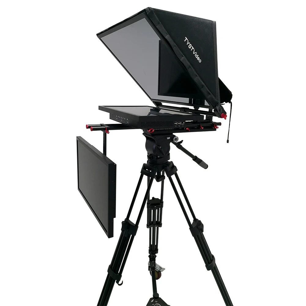 TY21G2 Built-in Prompter 21 Inch Dual Screen Studio Teleprompter With PTZ Caster Tripod Wireless Remoter Live Stream Speech
