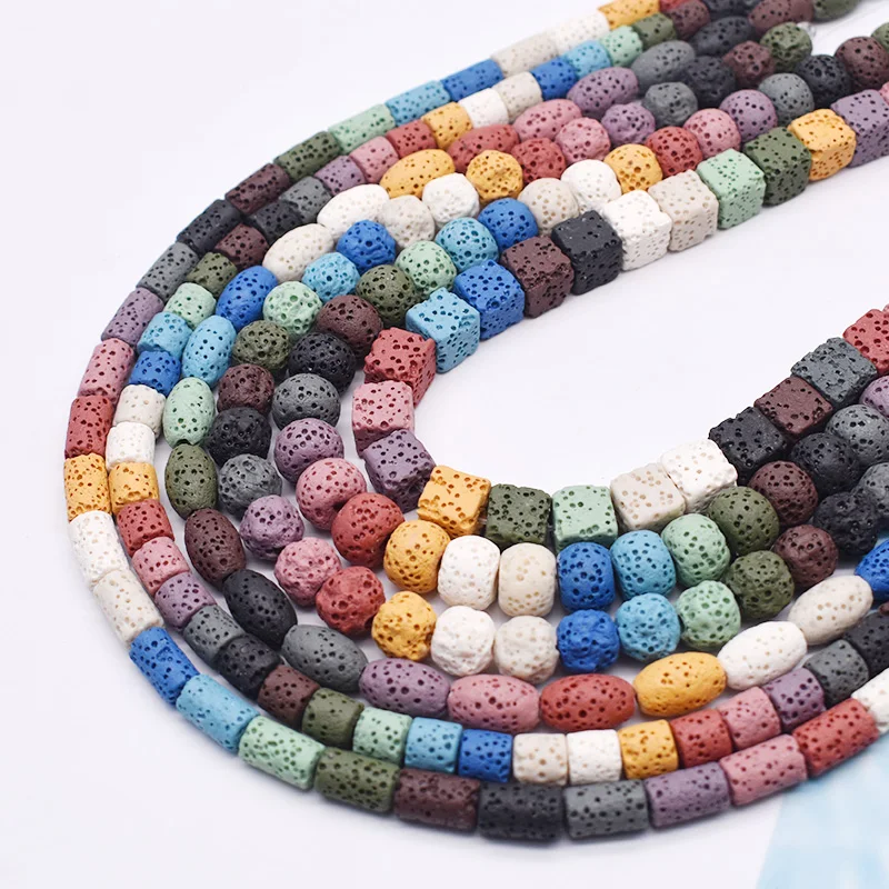 

6mm 8mm Volcanic Lava Natural Stone Bead Colorful Rock Lava Beads loose Space Beads For Jewelry Making DIY Bracelet Necklace