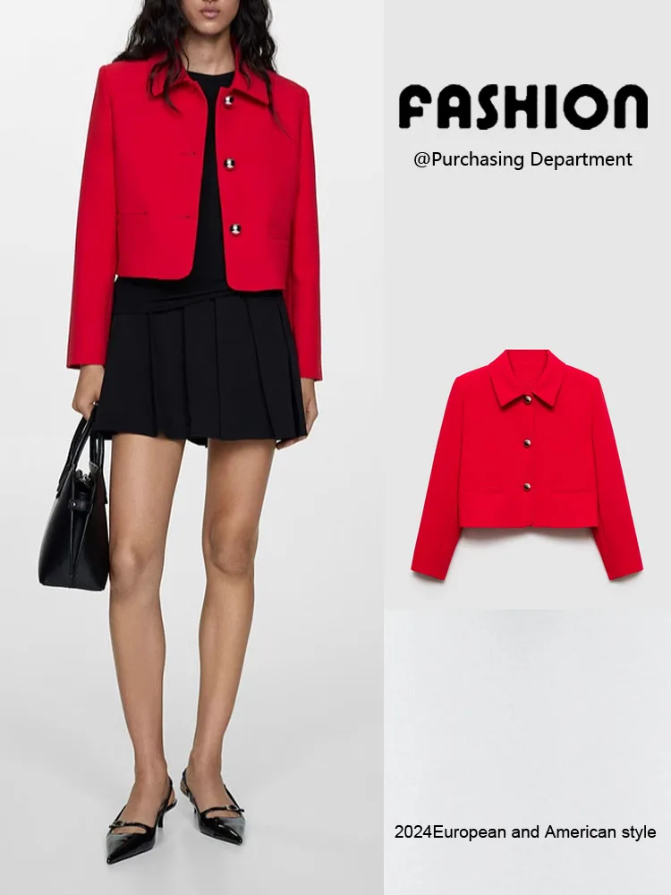 

Ele Long Sve Stand Collar Jaet Autumn New Arrival Women's Faion Button Front ort Outerwear Commute Sle