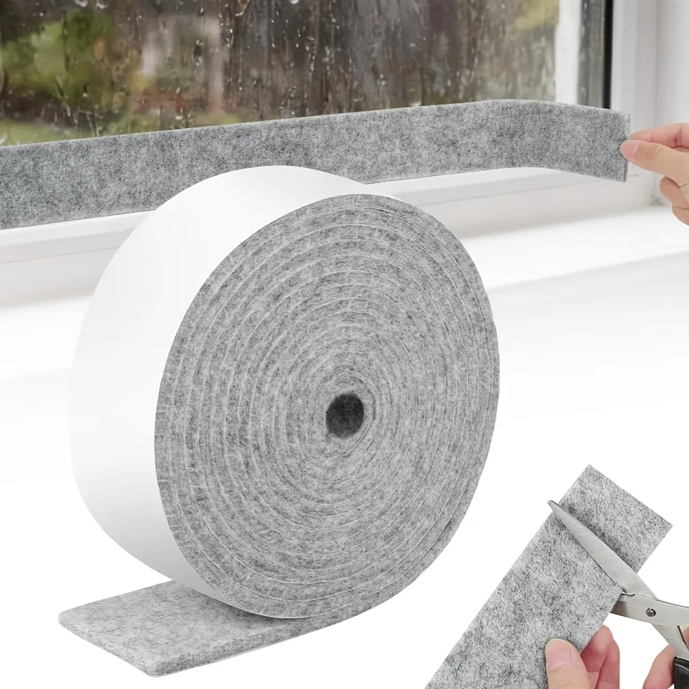1PC 2/4m Window Anti-Condensation Absorbent Strip，Self-adhesive, Reusable, Felt Moisture-absorbing Sealing Strip, Anti-condensat