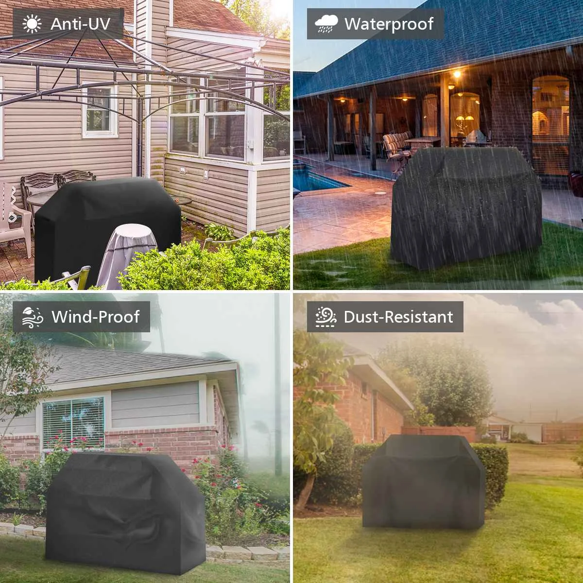 Cubierta de parrilla impermeable para exteriores, protector de polvo resistente, Anti-uv, rectangular, para Gas, carbón, parrilla eléctrica
