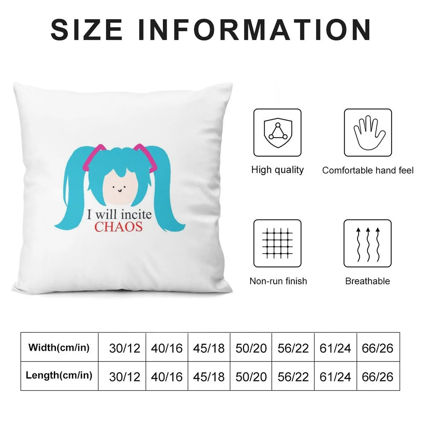 Chaos Miku Throw Pillow Throw Pillow Covers Luxury Living Room Decorative Cushions Decorative Cushions pillow