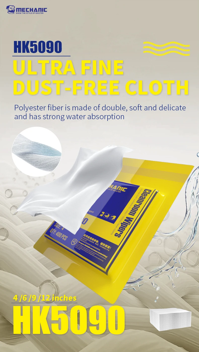 MECHANIC OFFICIAL HK5090 Non-Dust Cloth Cleaning Wiper Dust-Free Anti-Static For Mobile Phone Repair LCD Lens Back Cover Clean