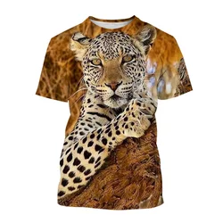 New Leopard Print T-shirts For Men And Women Trend Hip Hop Punk Tees Streetwear Oversized Loose Casual O-neck Short Sleeve Shirt