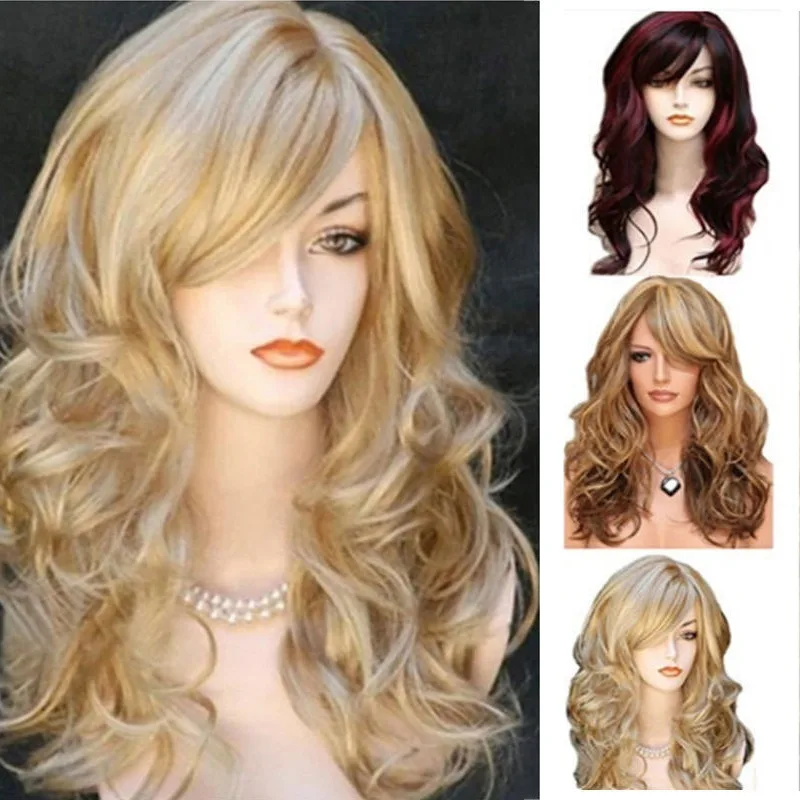 European Style Big Wave Curly Hair 26inch Simulated Hair High-temperature Silk Daily Wear Festival Party Cosplay Wigs