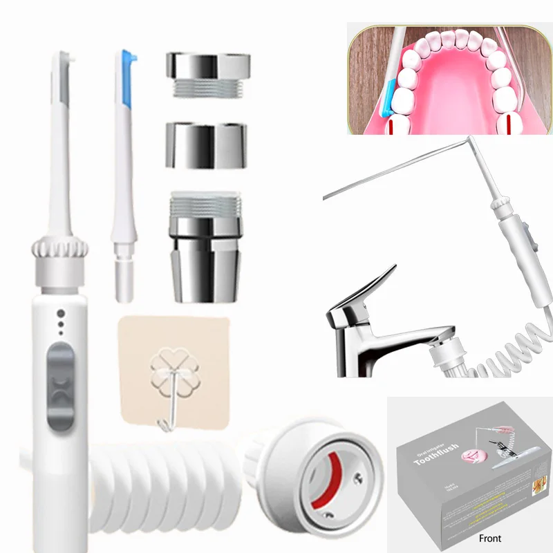 Nieuwe Kraan Orale Irrigator Draagbare Tanden Schoner Dental Water Flosser Druk Verstelbare Water Pick Jet Flossen Geen Lading Nodig