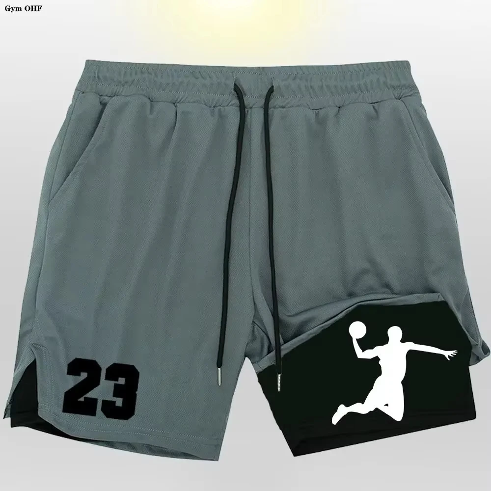 2026 23-in-1 Printed Men's Summer Quick-Dry Double-Layer Workout Shorts, Outdoor Beach Jogging Sports Shorts for Men