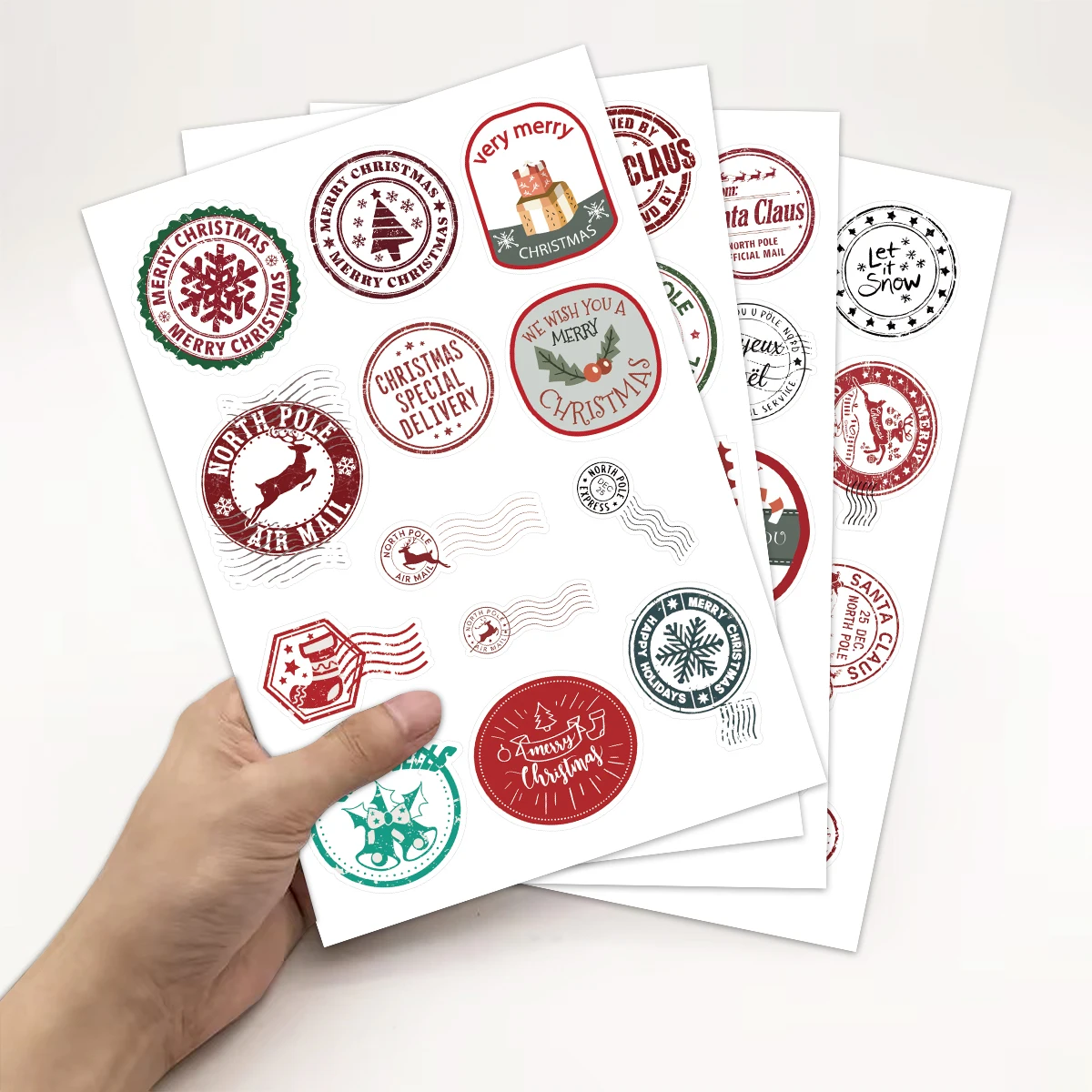 50 Stück Nordpol-Themen Weihnachtsaufkleber für Scrapbooking, Geschenkverpackungsetiketten, DIY-Projekte und festliche Dekoration für Zuhause, Party