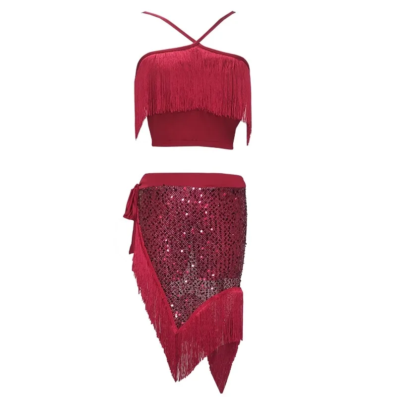 customized bellydance costume with tassel top skirt sexy inspiring sparkling sequins hip scarves Oriental dance performance set