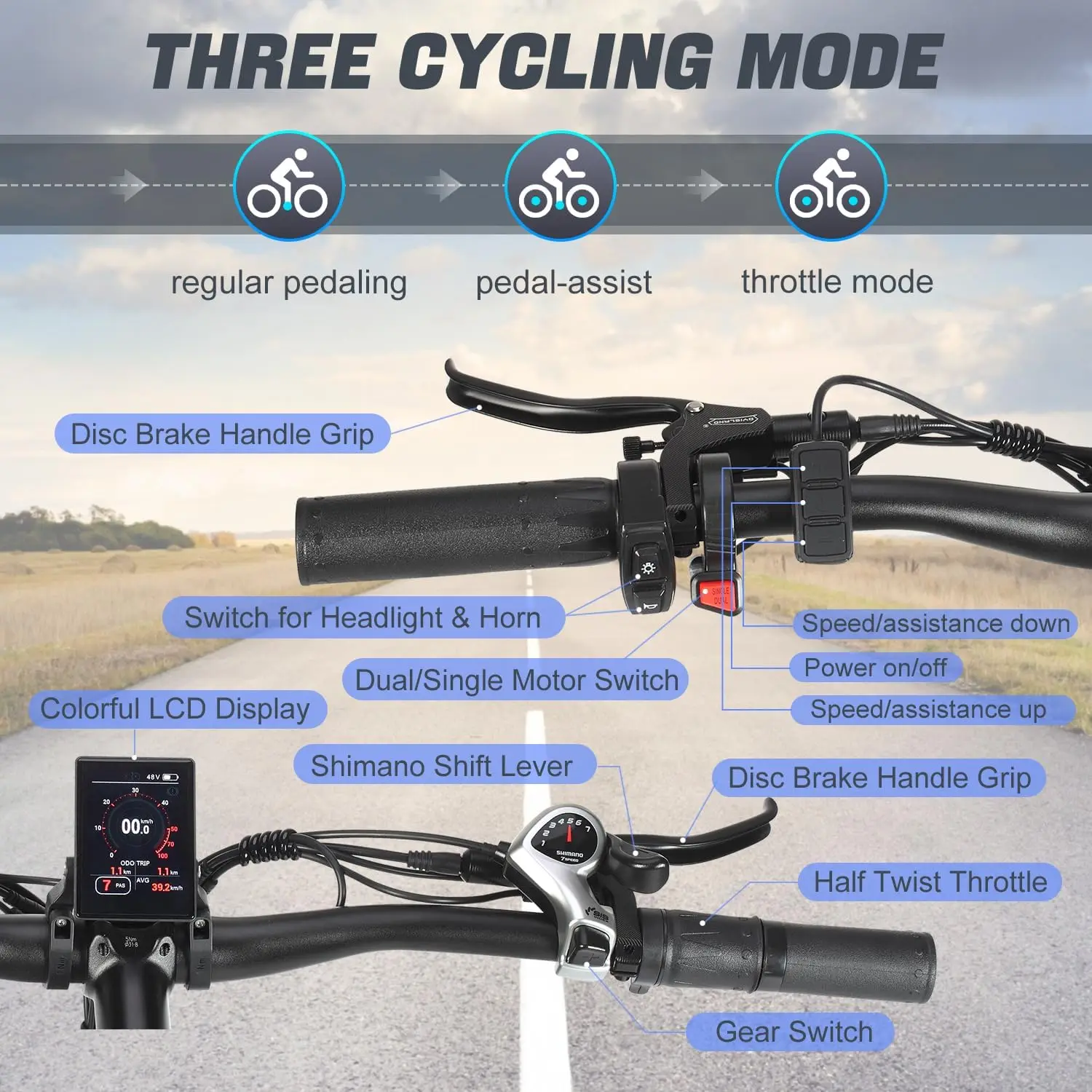 Bicicleta eléctrica de 3000W de potencia máxima, 48V46AH, batería dual extraíble, freno hidráulico, bicicleta eléctrica con neumáticos todoterreno de 26*4 pulgadas, bicicleta eléctrica de montaña para adultos con suspensión completa.