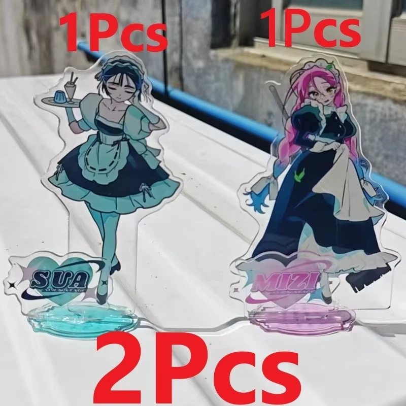 Alien Stage Acrylic Stand Set Mizi And Sua Maid Outfit Desktop Display Decor New Collectible Gift For Anime Game Fans