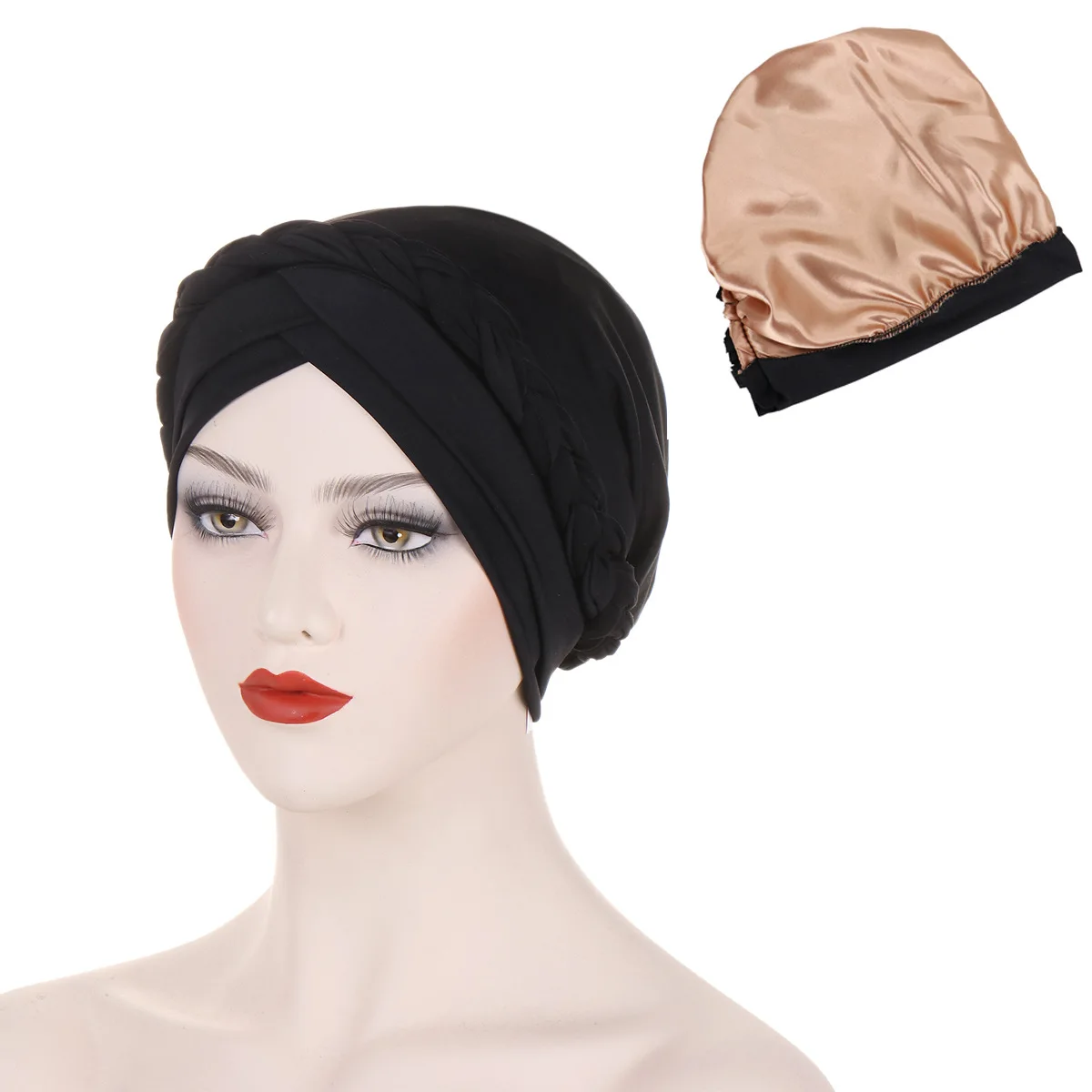 Crossed Forehead Satin Lined Muslim Turban For Women Islamic Inner Hijab Cap UnderScarf Arab wrap Head Scarves turbante mujer