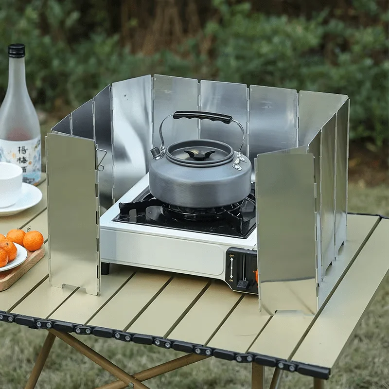 Adjustable Foldable Camping Wind Shield Heavy‑Duty Metal Wind Screen Outdoor Stove BBQ Cooking Wind Deflector