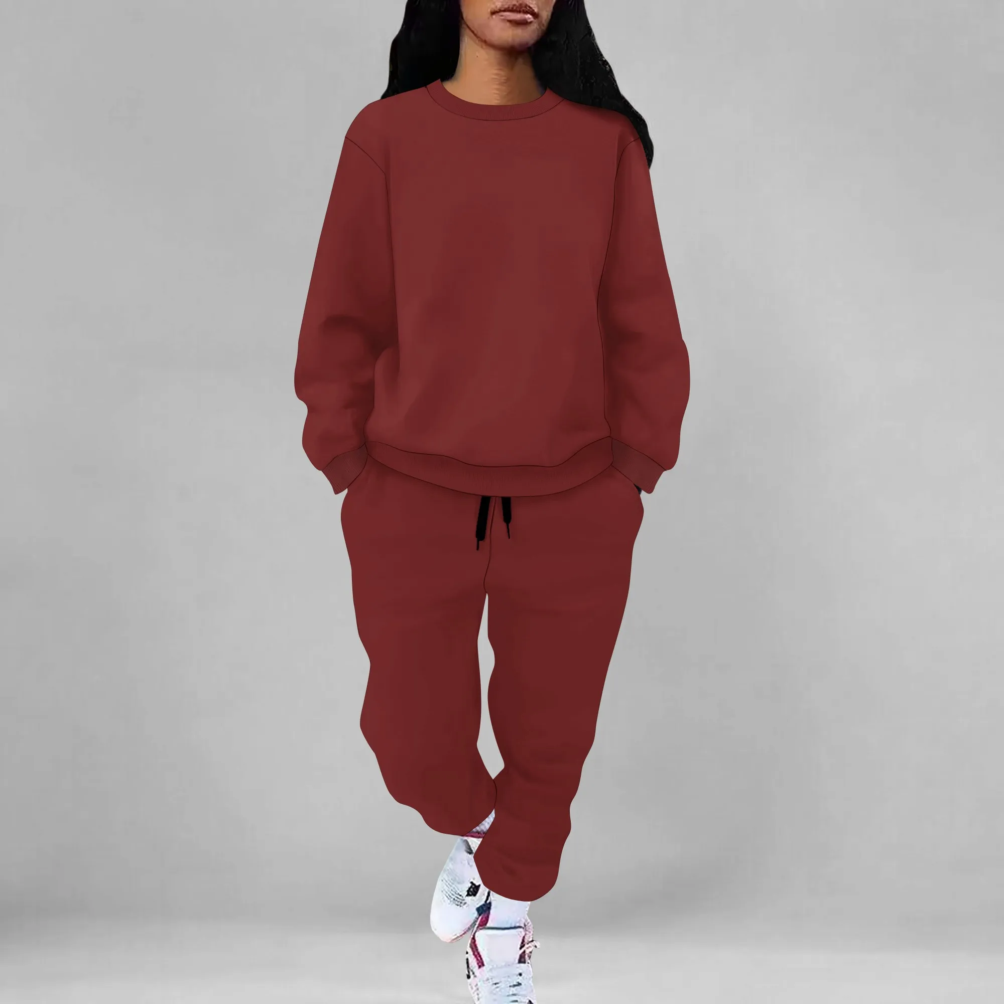 

Women's Two Piece Loungewear Fall Casual Long Sleeve Tops Jogger Pants Pajama Sets Matching Outfits Clothing