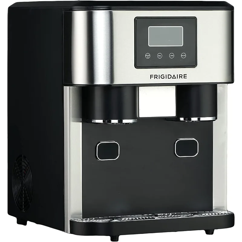 Frigidaire EFIC245-SS 3-in-1 Countertop Crushed Style Ice Crusher and Cube Maker, Makes 33 Pounds in 24 Hours, 2 Sizes