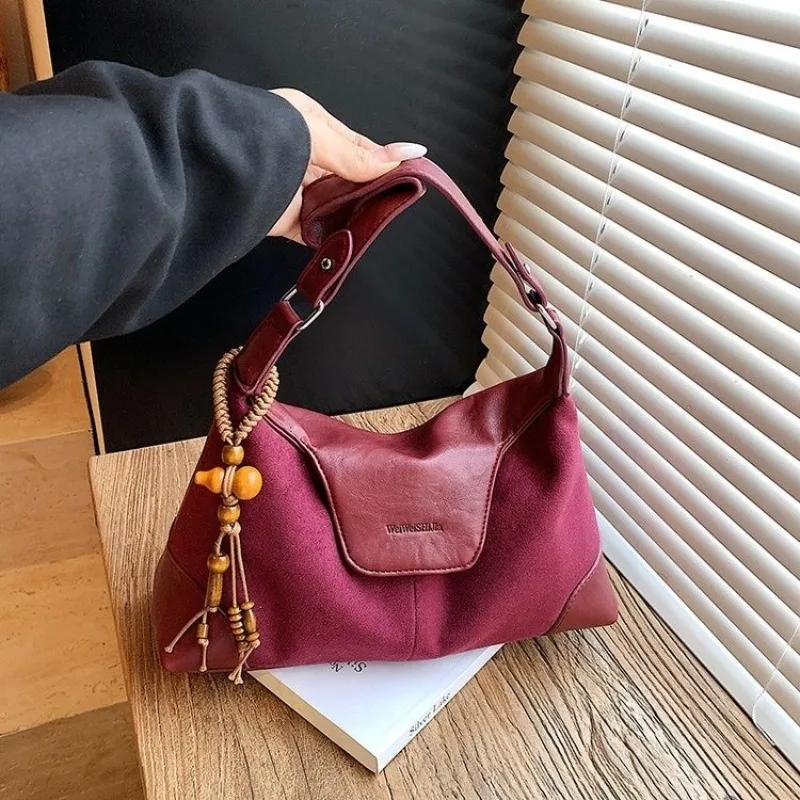 

Fashion Solid Faux Suede Large Capacity Casual Sweet Tote Bag 2026 High Quality String Simple Versatile Composite Bags for Women